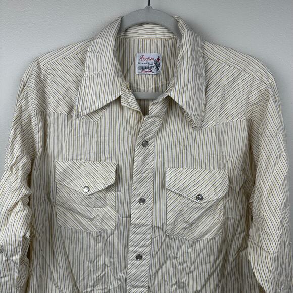 Dodson Men's Pearl Snap Shirt Vintage 60's Long Tail Western Rodeo USA 16 /16.5 - Picture 2 of 11